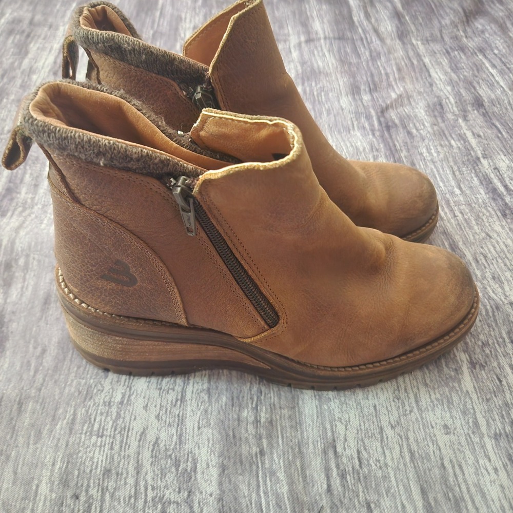 Bullboxer Brown Leather Ankle Boots Women's Casual Comfort‎ Zip Up Booties 39